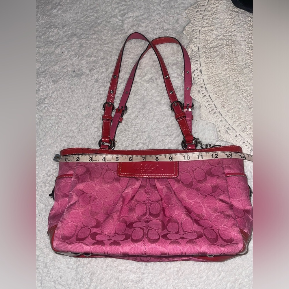 Coach Fuchsia Signature Shoulder Bag - Picture 13 of 16